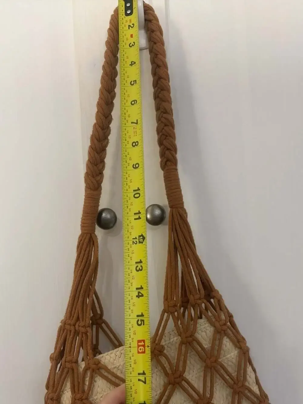 Macrame and Straw Bucket Tote Cottagecore Bag  Braided Handles beachy